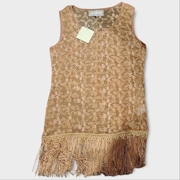 Sheer Embroidered Fringe Tank - Picture 3 of 5